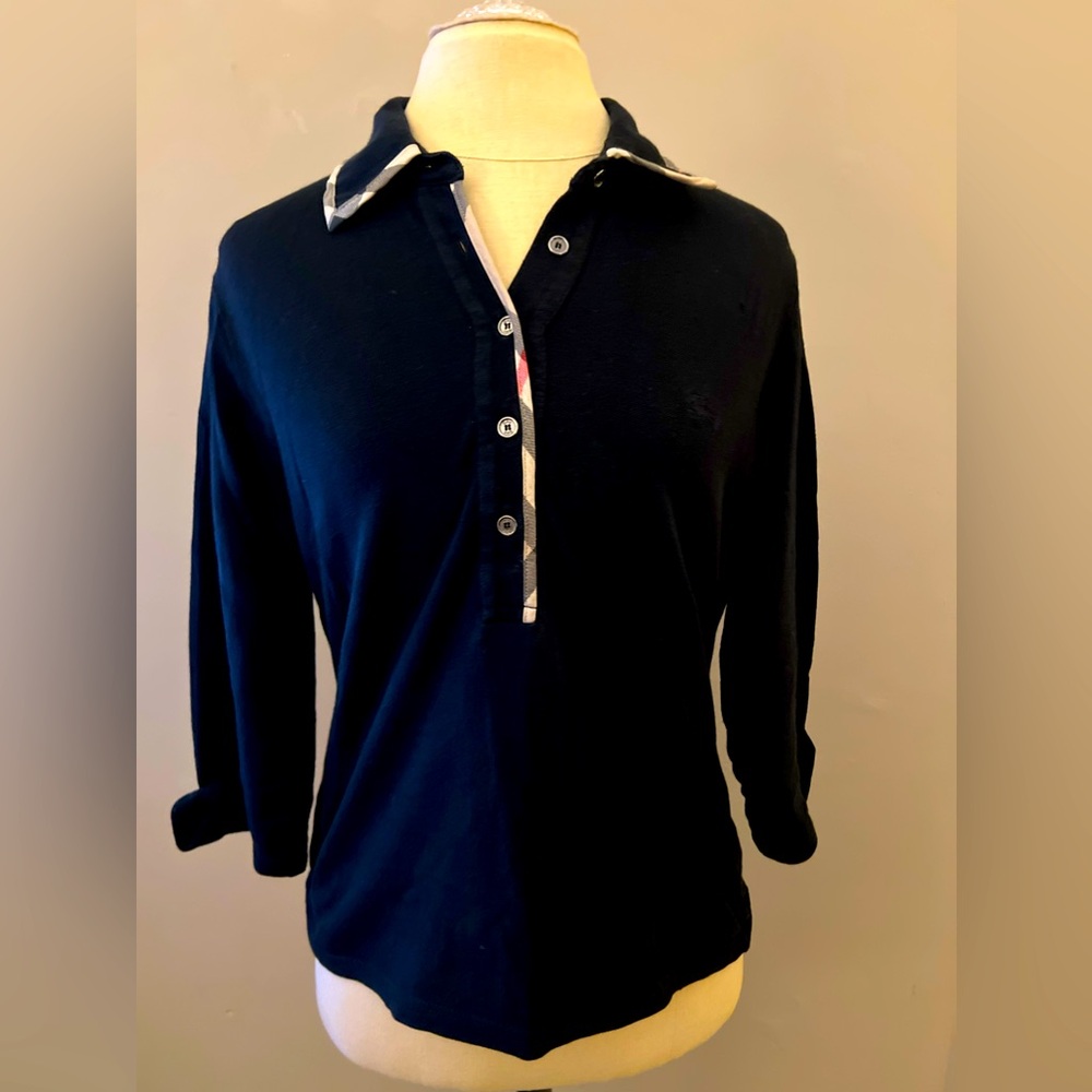 Women’s Burberry London classic crew collard long sleeve top Size M